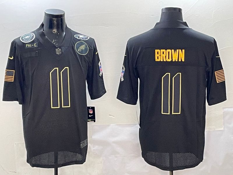 Men Philadelphia Eagles #11 Brown Black 2025 Nike Salute to Service Limited NFL Jersey style 12->philadelphia eagles->NFL Jersey